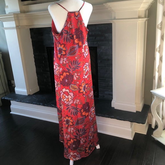 NWT Tahari Size Small Persimmon/ multi-color halter-back dress w/ pockets - Picture 3 of 11